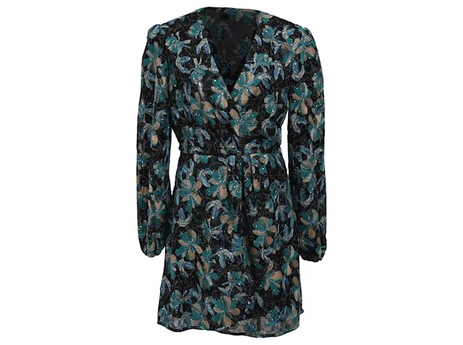 Abito mini a maniche lunghe ricamato Sandro Paris in poliestere multicolore