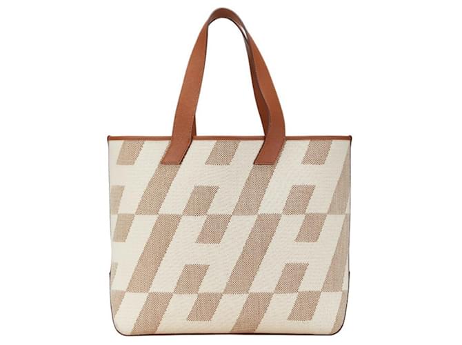 Borsa Tote GM Ambié H di Hermès Marrone Beige