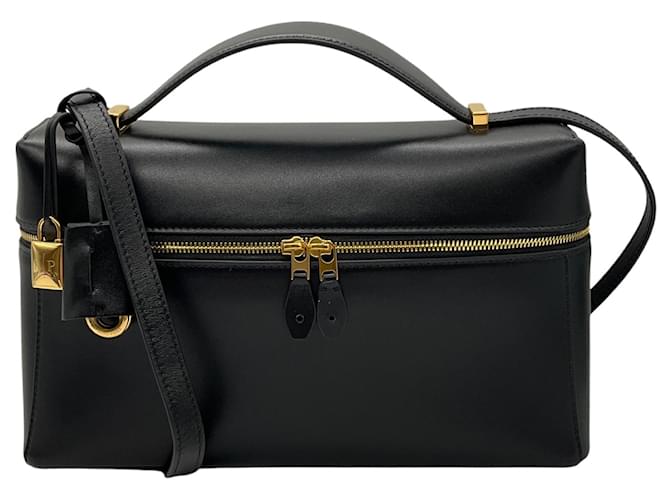 Borsa in pelle di vitello tenero nera L27 con tasca extra Loro Piana