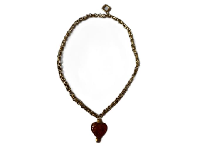 Yves Saint Laurent Collane Arancione Gold hardware