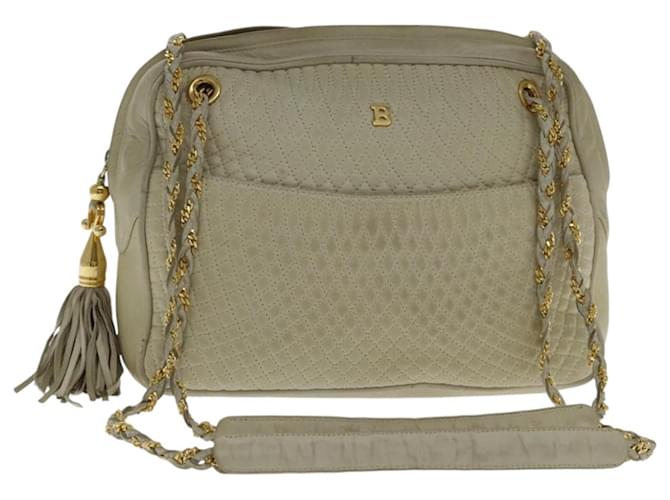 BALLY Borsa a Spalla a Catena in Pelle Bianca e Oro Auth ti2171 Bianco D'oro
