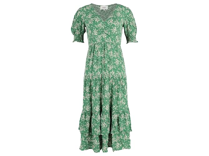 Abito midi a volant Vika in viscosa verde di Ba&Sh