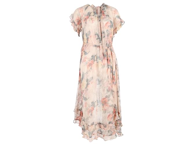 Abito midi con stampa floreale Zimmermann Radiate Cascade in seta multicolore