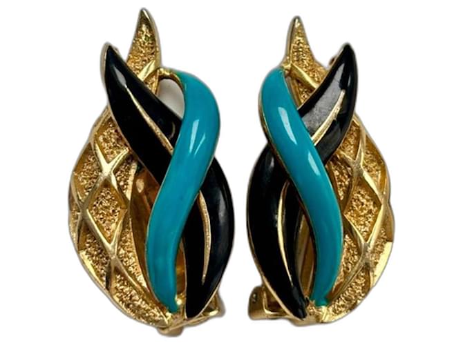 Balenciaga Orecchini Nero Blu D'oro