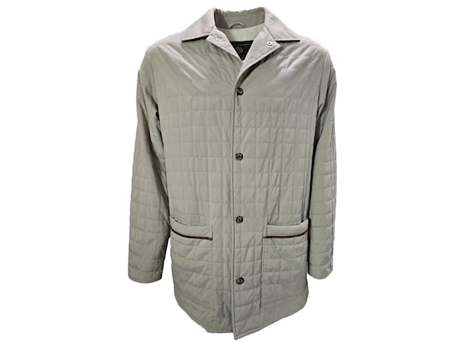 Giacca button-down trapuntata con colletto di Loro Piana in poliamide beige