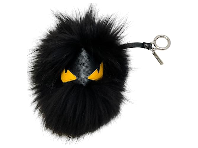 Portachiavi Mostro in Pelliccia Nera Fendi Nero