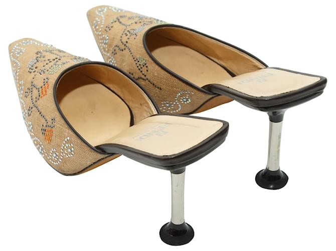 Sandali FENDI T.EU 38 Tessuto Cammello