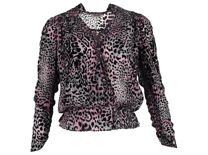 Blusa V-Neck con Stampa Leopardo Zadig & Voltaire in Viscosa Multicolore