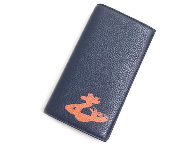 Portafoglio lungo in pelle Orb di Vivienne Westwood Blu