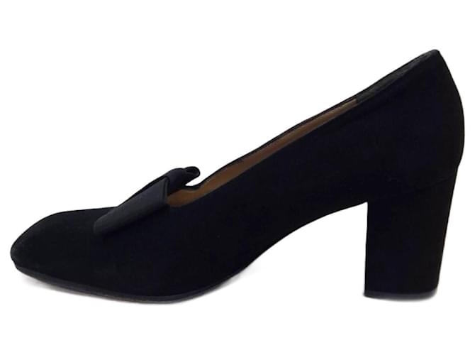 Yves Saint Laurent Scarpe scamosciate nere con tacco YSL Nero