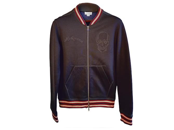 Giacca Bombers Edizione Floreale Blu Navy Alexander Mcqueen Bianco Rosso