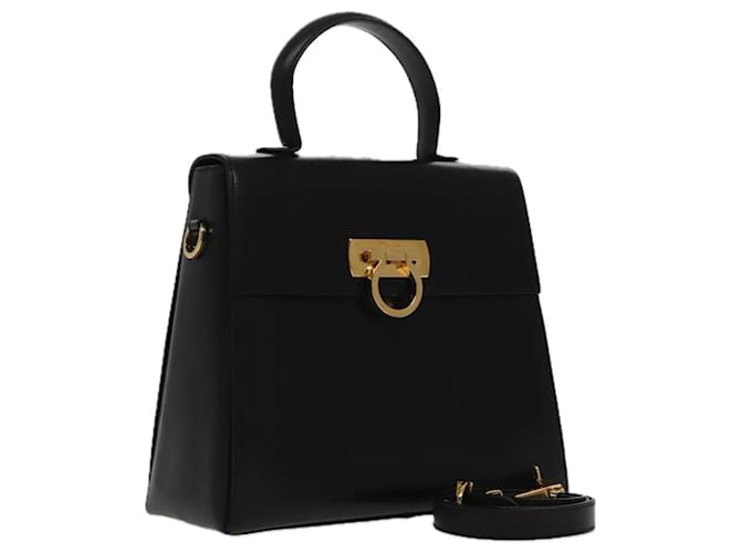 Borsa a Spalla Salvatore Ferragamo in Pelle 2way Nera Oro Auth fm3947 Nero D'oro