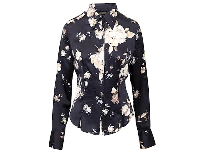 Camicia stampata con fiori Roberto Cavalli - anni 2000 Nero
