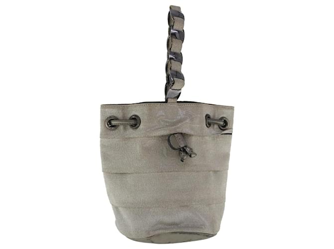 Borsa a mano in tela con catena Salvatore Ferragamo argento autentica 95158