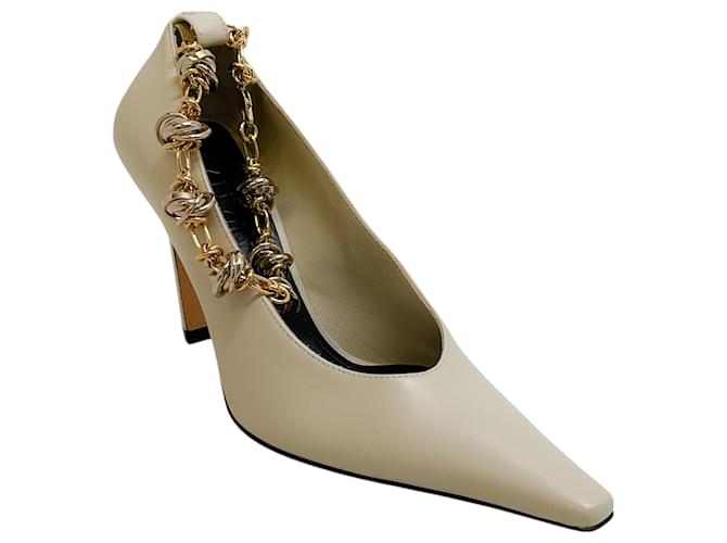 Pumps in pelle intonacata con catena Lanvin Crudo