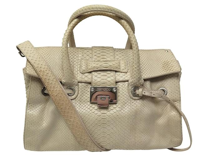 BORSO A MANO JIMMY CHOO ROSALIE IN PELLE DI PITONE Crudo