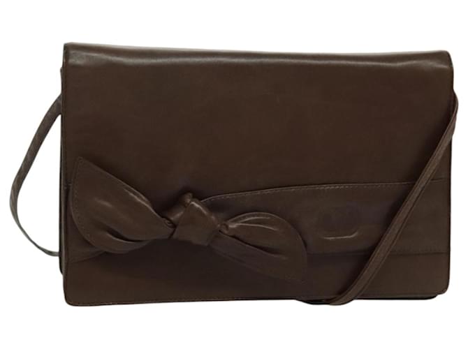VALENTINO Borsa a Spalla in Pelle Marrone Auth bs18971