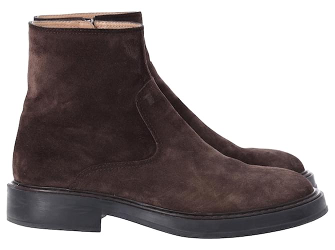 Stivaletti in suede marrone Tod's con punta a mandorla