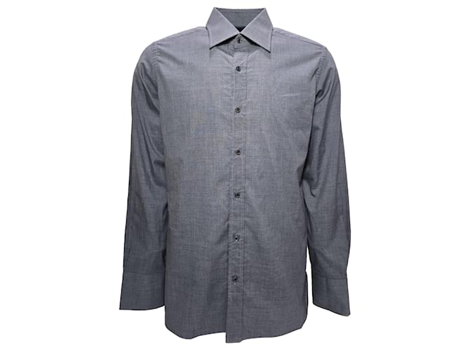 Camicia a maniche lunghe con bottoni Tom Ford in lyocell grigio