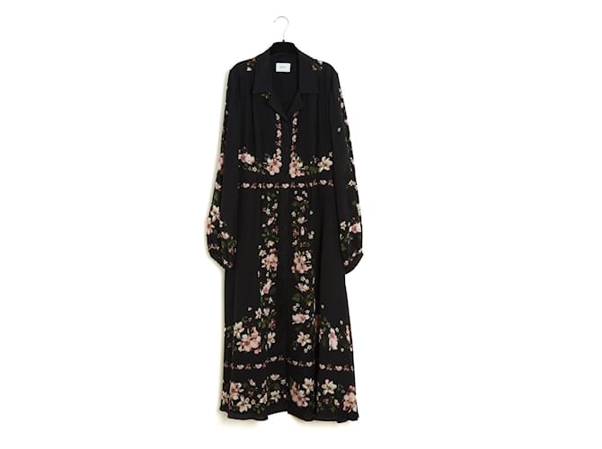 Erdem Abito Maxi FR42 Shabby Nero in Seta Maxi UK14 US10/12