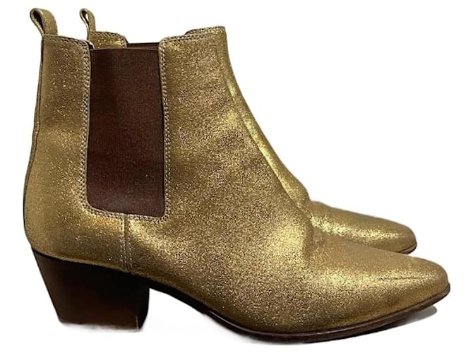 SAINT LAURENT Stivaletti T.EU 37 Pelle D'oro