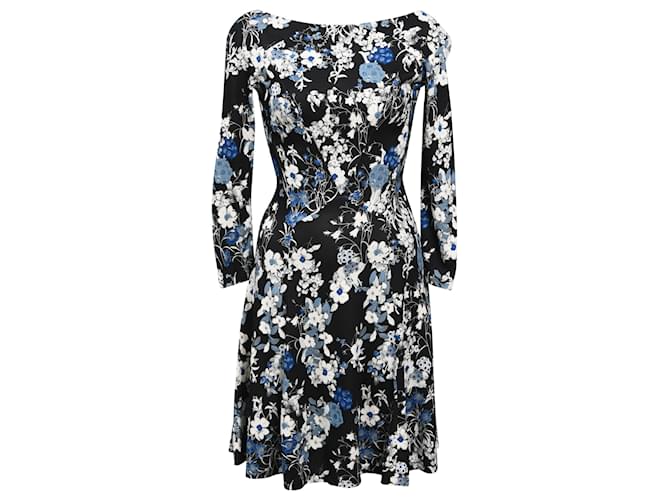 Abito mini a stampa floreale Erdem in viscosa blu