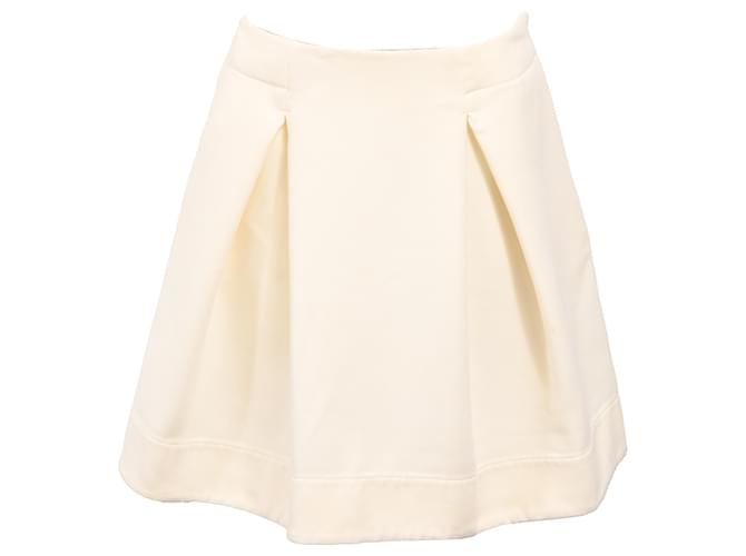 Gonna mini plissettata A-line in viscosa Jil Sander Bianco Crudo