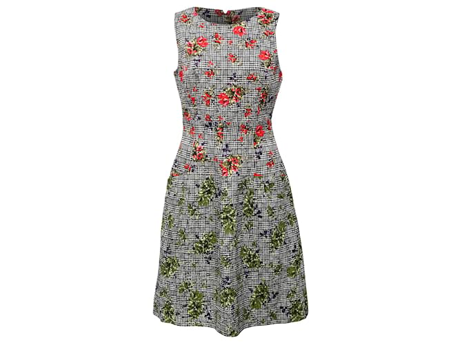 Abito mini A-line stampato di Oscar De La Renta in lana multicolore