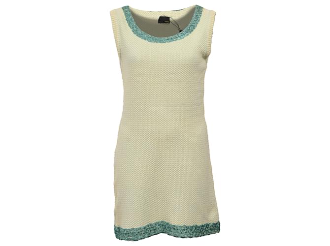 Abito mini senza maniche in cotone giallo lavorato a maglia Fendi