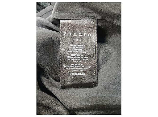 Top a collo alto in pizzo Sandro in seta nera Nero