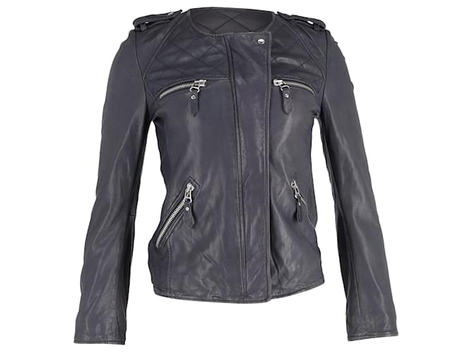 Giacca da motociclista con zip Isabel Marant Étoile in pelle di agnello grigia Grigio