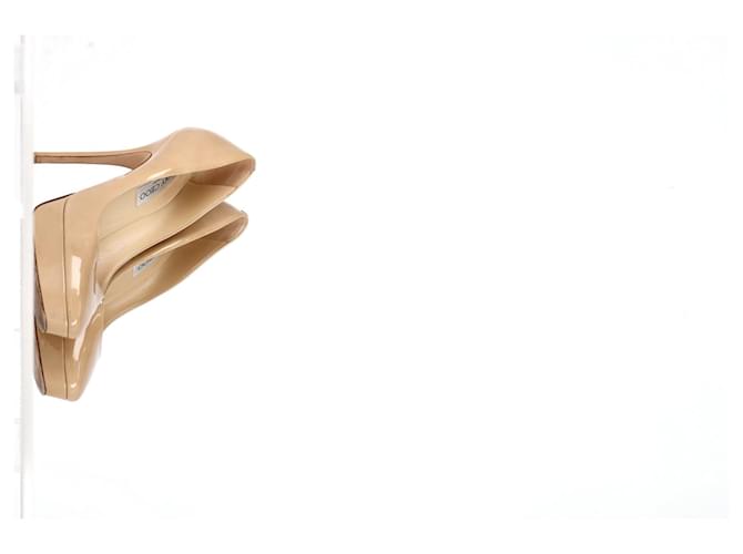 Décolleté con plateau Jimmy Choo in pelle verniciata nude Marrone Carne