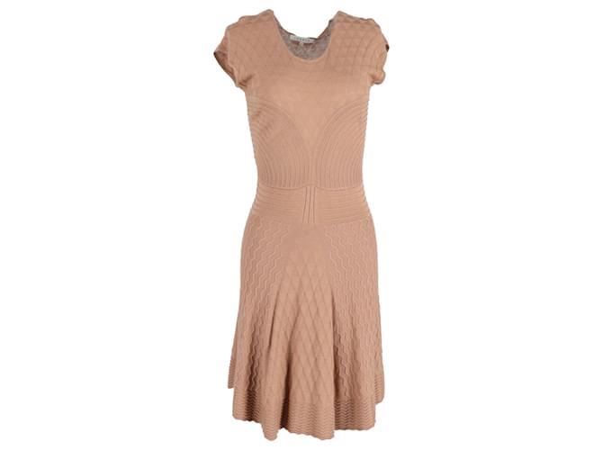 Abito a campana in maglia al ginocchio in poliamide marrone di Sandro Paris