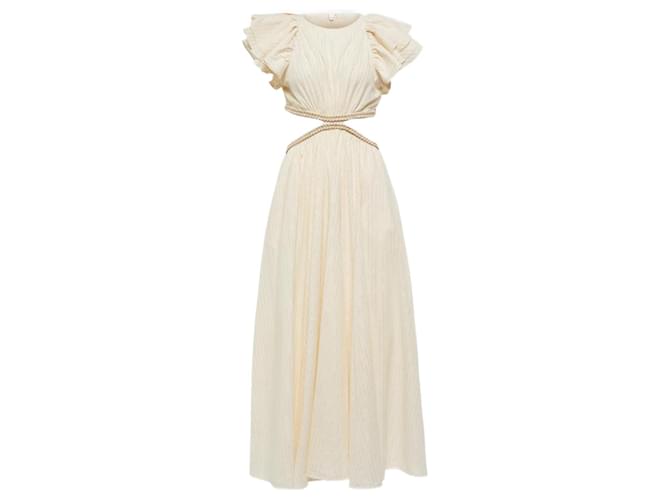 Abito maxi con volant e tagli ZIMMERMANN Anneke Taglia 1 Beige