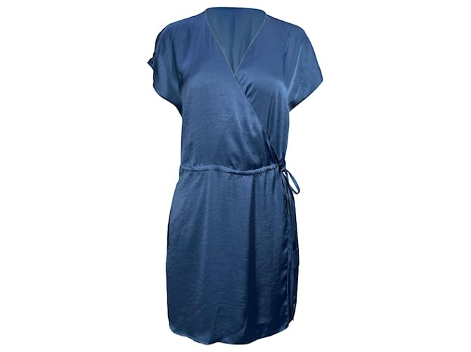 Completo con scollo a V e fiocco in satin blu di Theory