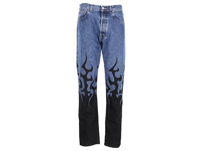 Vêtements Jeans dritti in denim blu con stampa fiamma Vetements