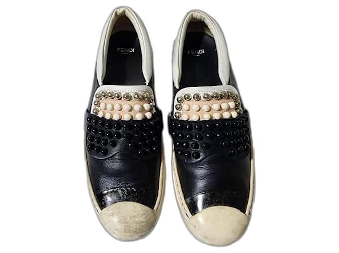 Sneakers Slip On Fendi in pelle con borchie Karl Lover Nero/Bianco Taglia 37