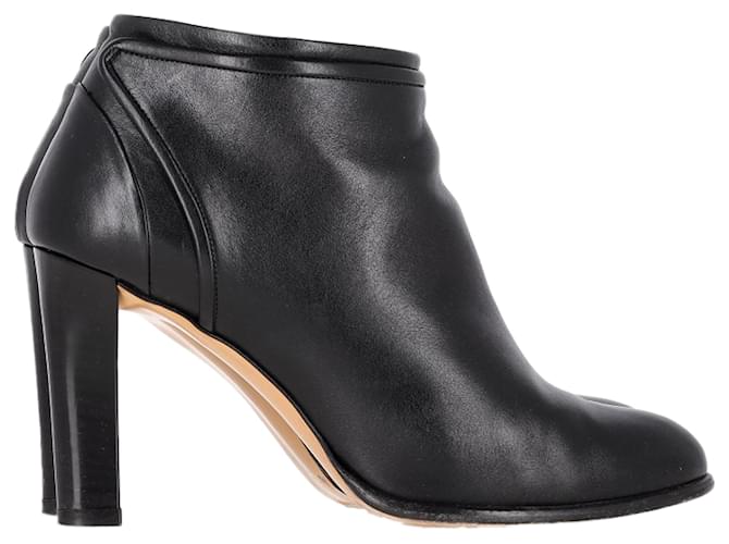 Stivaletti con tacco alto e zip Salvatore Ferragamo in pelle nera Nero