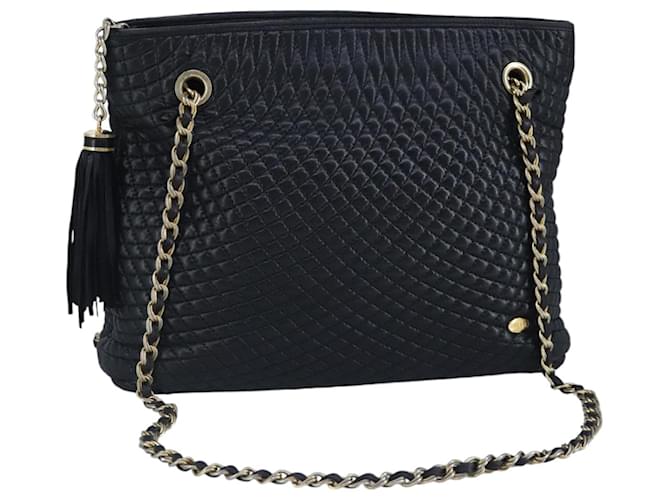 BALLY Borsa a Spalla a Catena in Pelle Nera e Oro Auth 97462 Nero D'oro