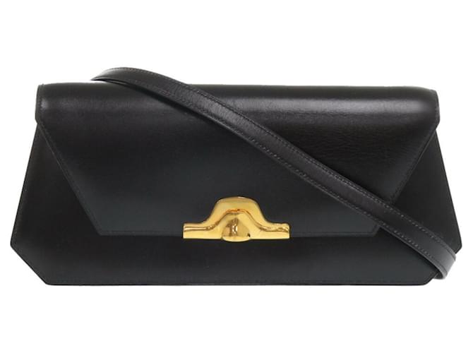 Borsa a spalla in vitello box nero Hermès Napoleon