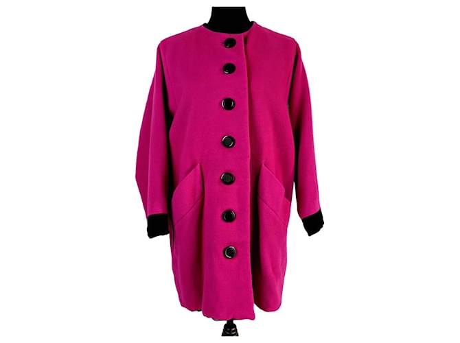 Yves Saint Laurent Cappotto rosa con bottoni neri YSL Rive Gauche vintage, collezione Automne-Hiver 87-88