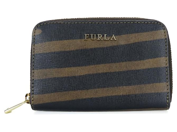 Portamonete in pelle Furla marrone carbone