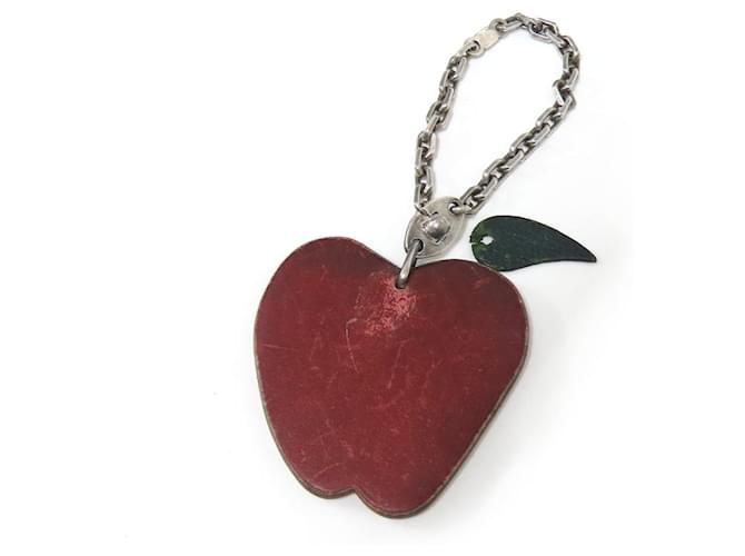 Ring Hermès Portachiavi charm borsa frutta mela in pelle Hermes Silver925 Rosso