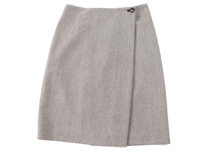 Gonna avvolgente in lana e seta Loro Piana marrone 42