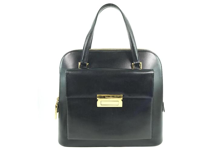 Borsa a mano in pelle di vitello Salvatore Ferragamo Nero