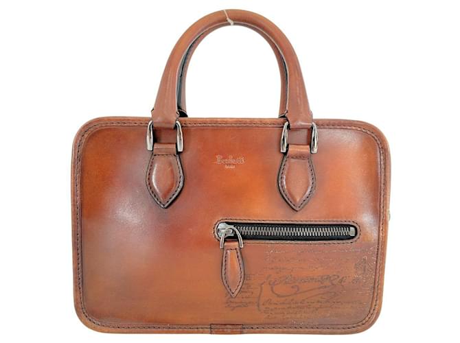 Autre Marque Berluti Anjou Mini Borsa a Mano Pelle di Vitello Marrone