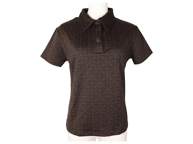 Polo in rayon Zucca di Fendi Marrone
