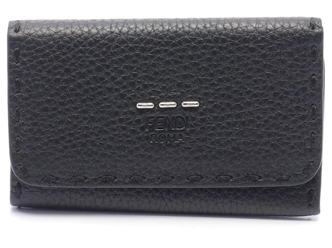 Portachiavi in pelle Fendi Selleria Nero
