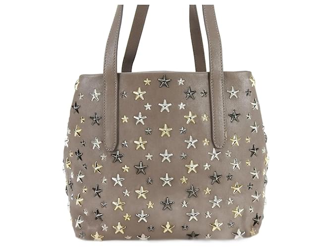 Borsa in pelle Jimmy Choo marrone con borchie