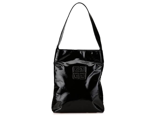 Borsa a spalla in pelle verniciata con stampa pitone Givenchy Nero
